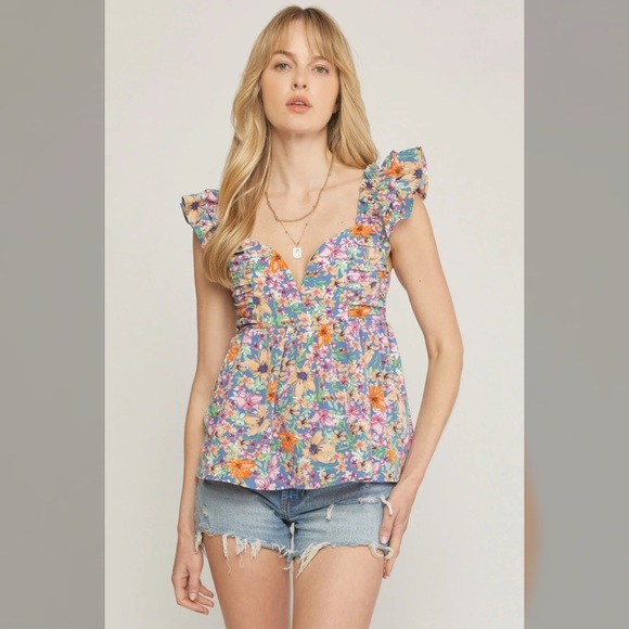 I’m a Believer “Entro” Label Hot Pink Floral Top - Size Large - Picture 5 of 11